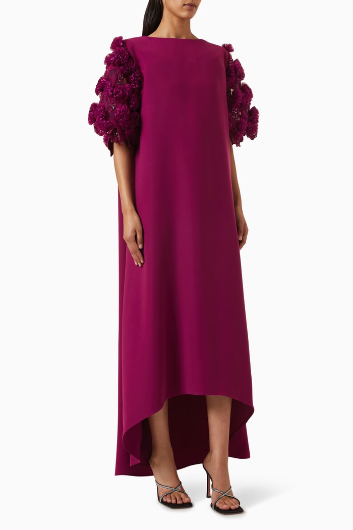 

Asymmetrical Floral-sleeve Kaftan, Pink