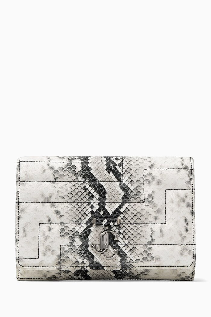 

Avenue Clutch Bag in Snakeskin-print Leather, Burgundy
