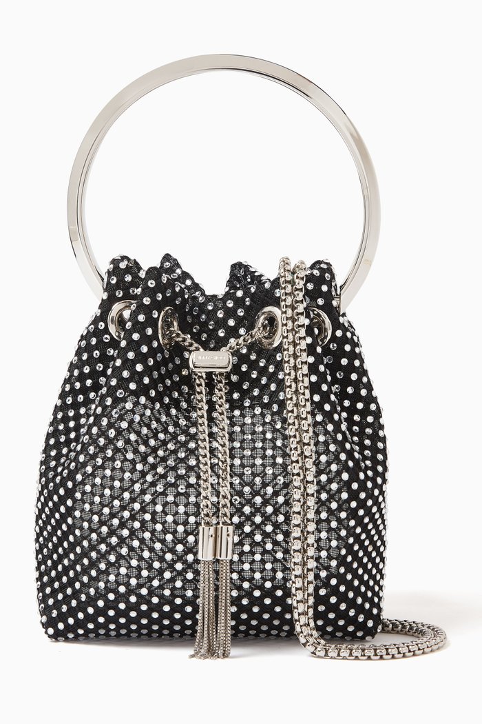

Bon Bon Crystal-embellished Bucket Bag in Mesh, Black