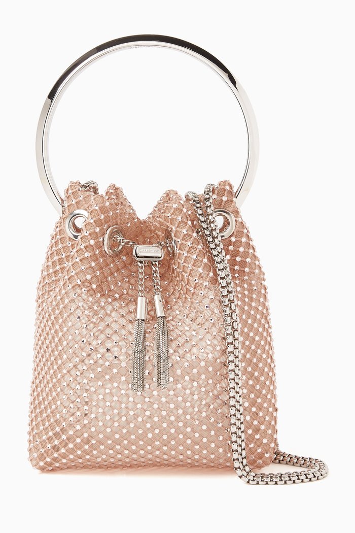 

Bon Bon Crystal-embellished Bucket Bag in Mesh, Neutral