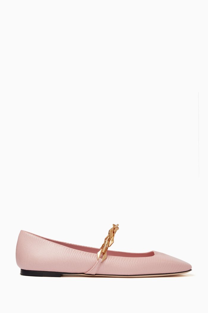

Diamond Tilda Flats in Lizard Print Leather, Pink