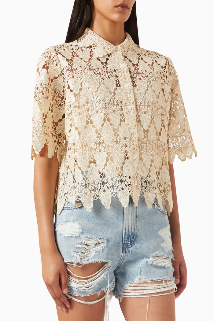 

Button-up Top in Lace, Neutral