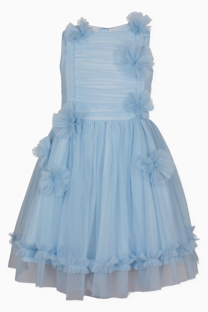 

Sleeveless Meadow Dress in Tulle, Blue
