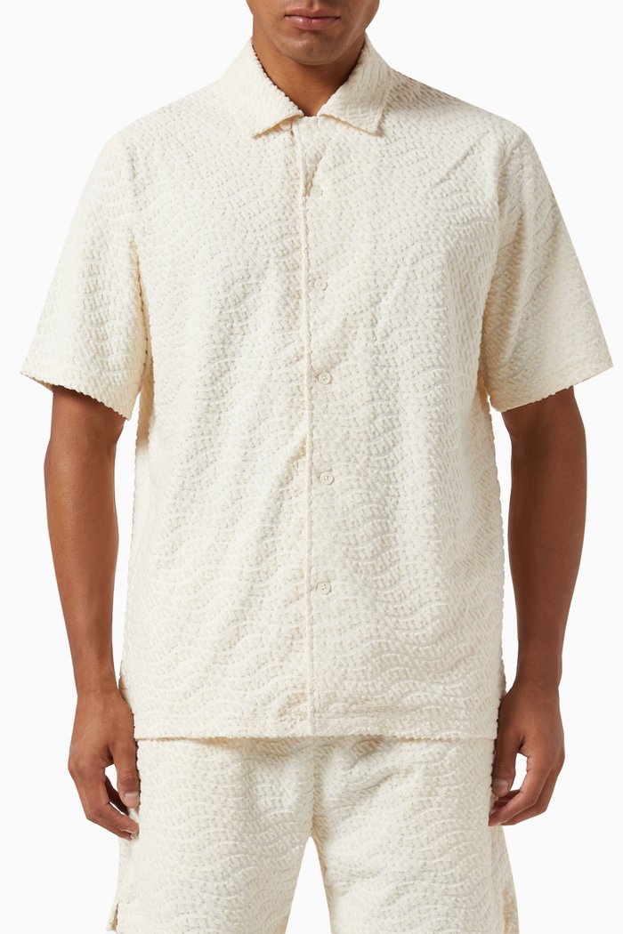 

Wave Monogram Thompson Shirt in Towel Terry, Neutral
