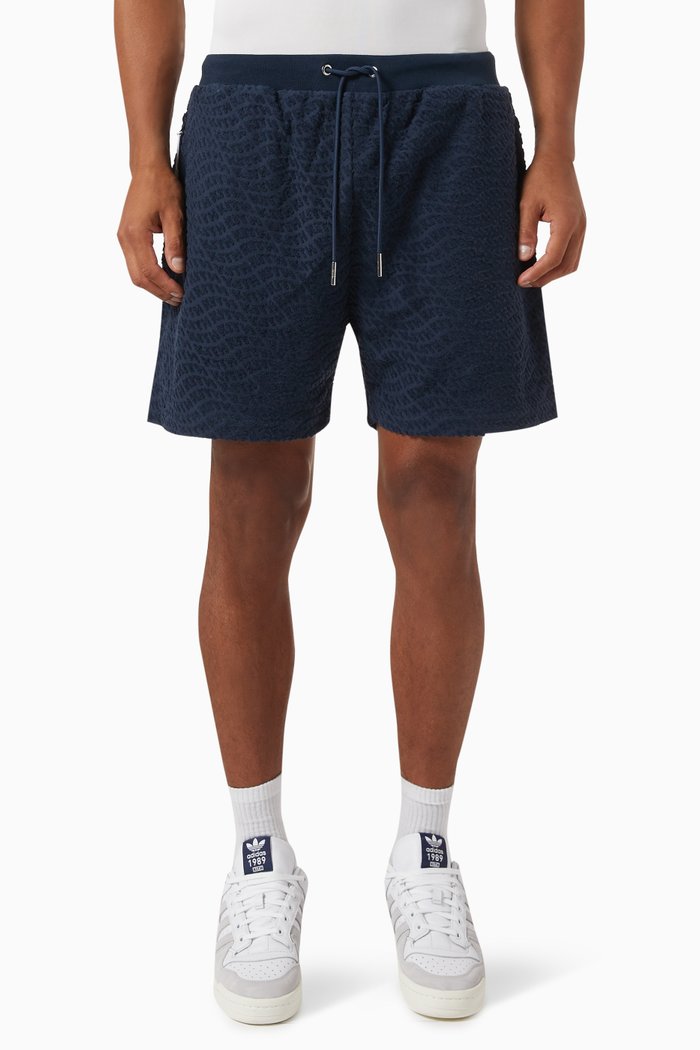 

Wavy Monogram Graham Shorts in Towel Terry, Blue