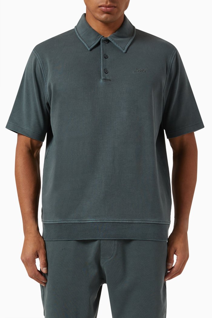 

Crystal Wash Graham Polo Shirt in Cotton Interlock, Grey