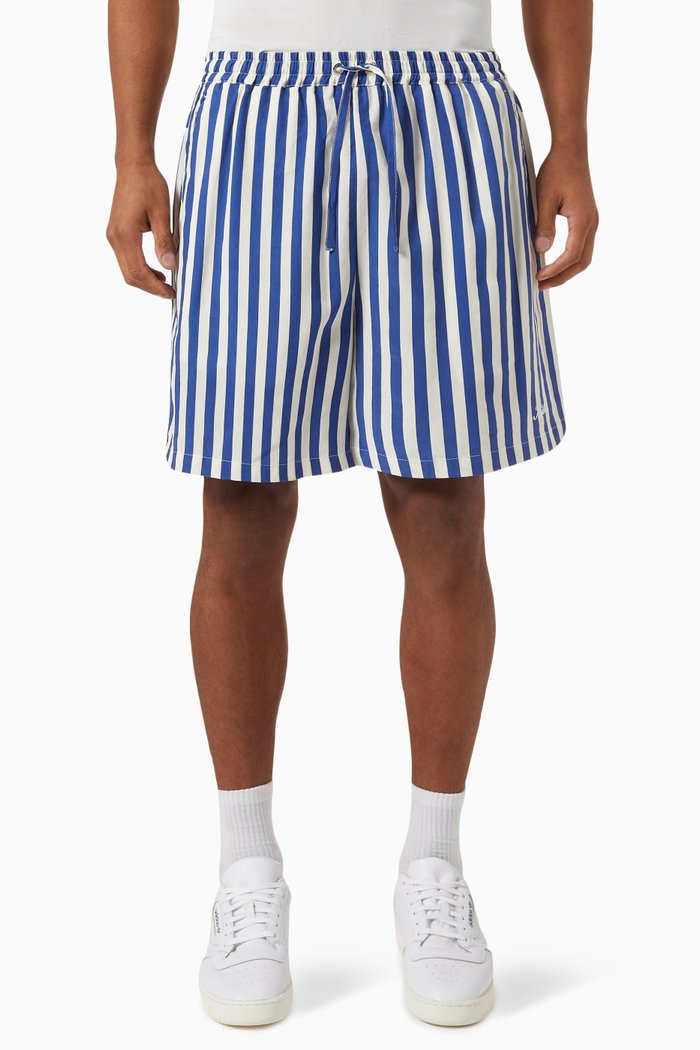 

Striped Cedar Shorts in Cupro & Linen, Blue