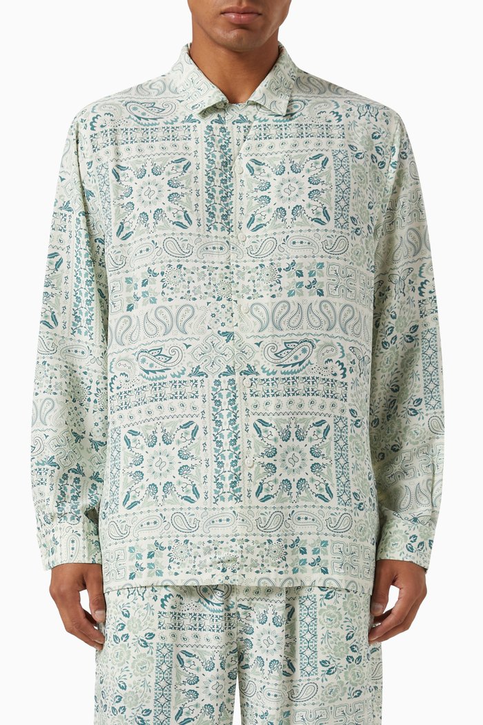 

Printed Thompson Shirt in Silk Lyocell, Multicolour