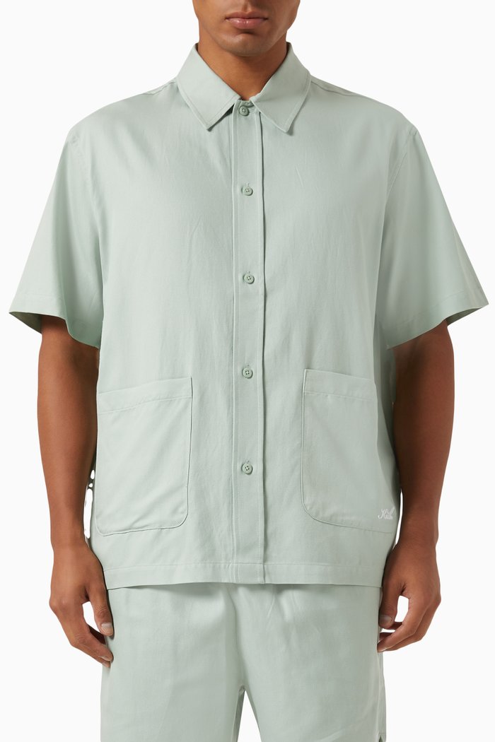 

Boxy Overshirt in Silk & Cotton, Green