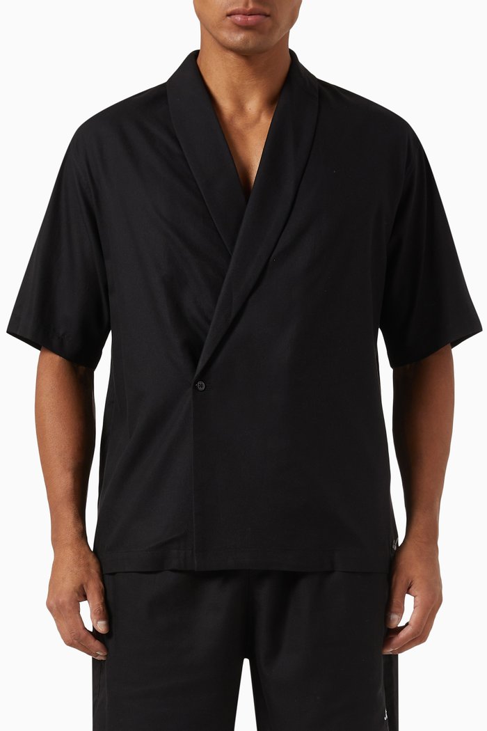 

Thompson Crossover Shirt in Silk-cotton, Black