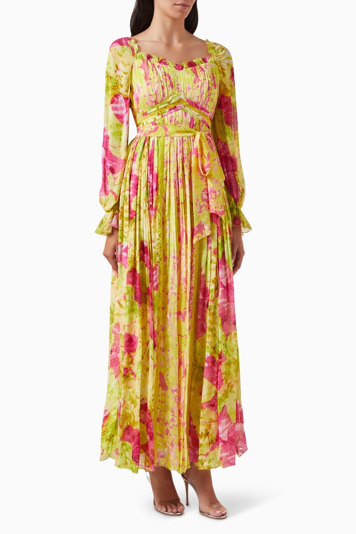 

Floral-print Maxi Dress in Chiffon, Pink