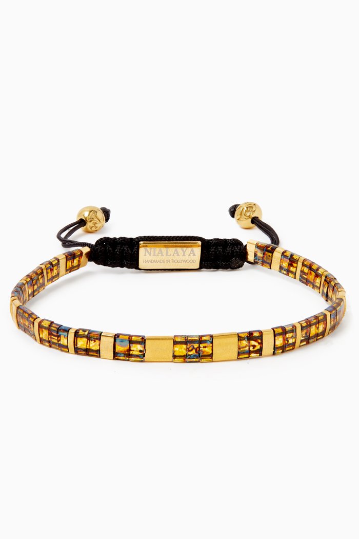 Miyuki Tila Beaded Bracelet in Glass, Yellow