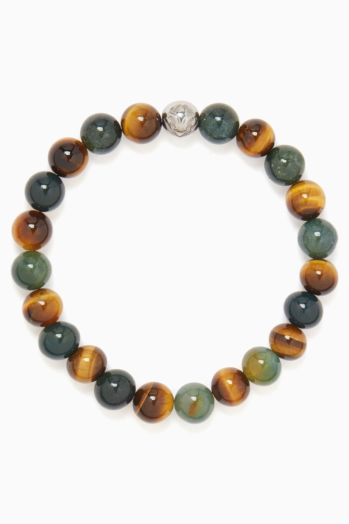 

Agate & Tiger Eye Beaded Bracelet, Brown