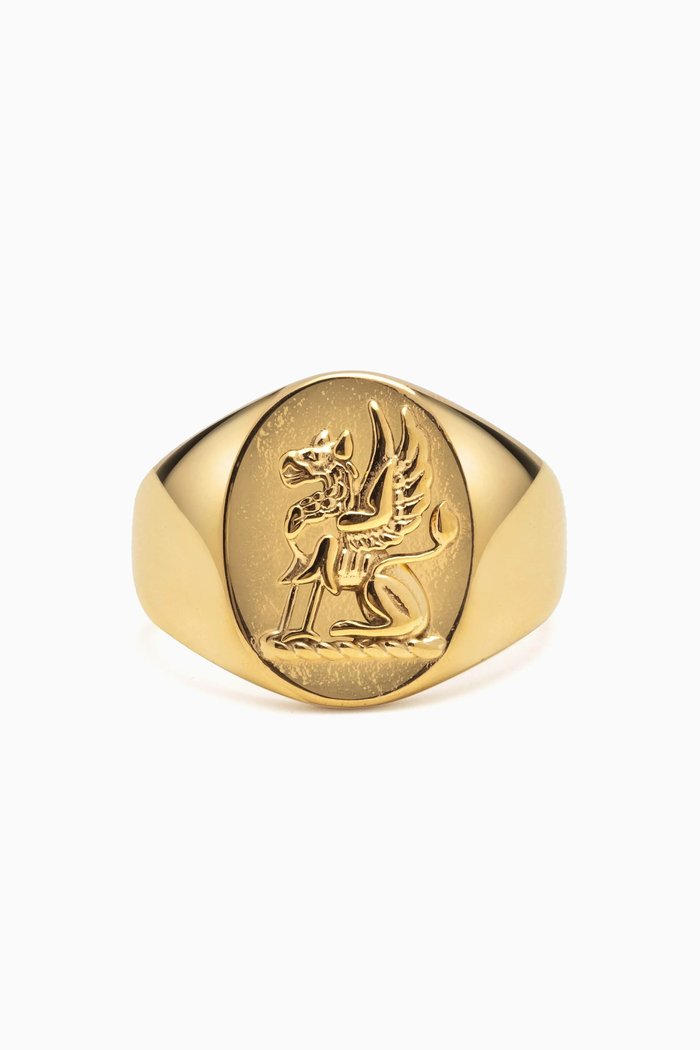 

Lion Crest Ring in Stainless Steel, Gold