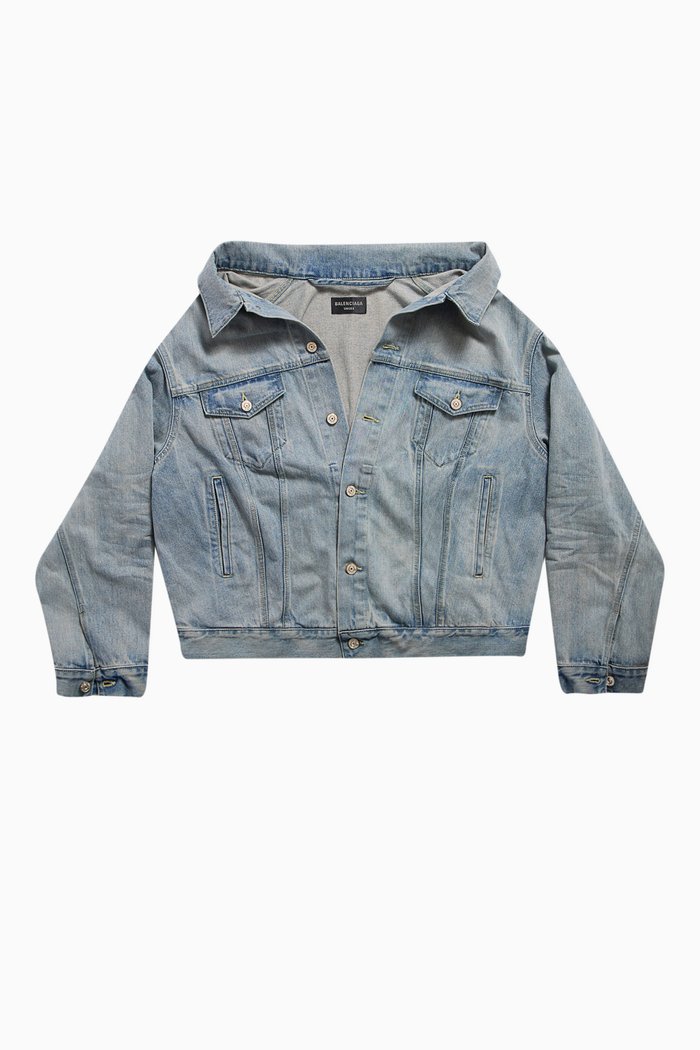 

Off-shoulder Jacket in Organic Denim, Blue