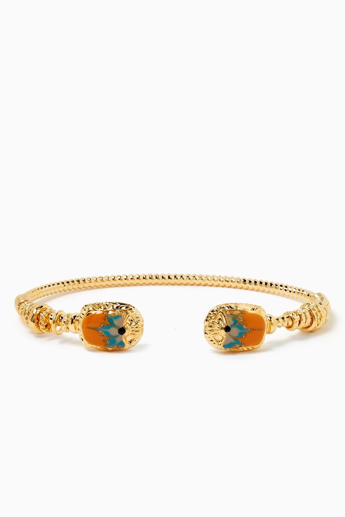 Duality Scaramouche Bracelet in 24kt Gold-plated Metal, Blue