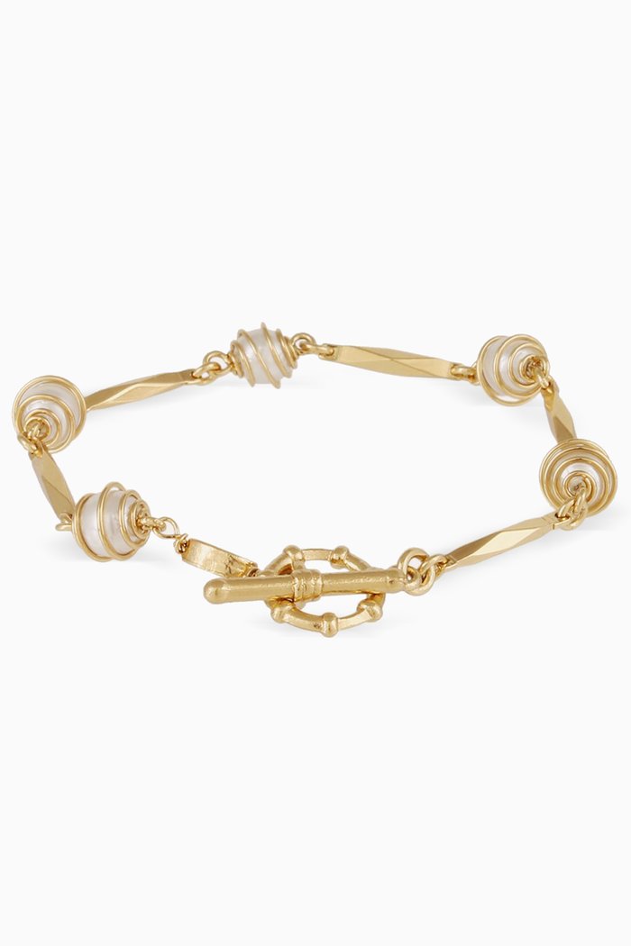

Perla Pearl Bracelet in 24kt Gold-plated Metal, White