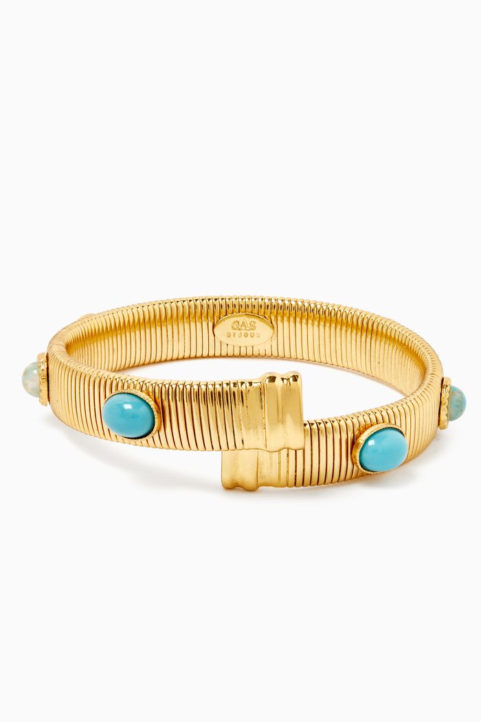 

Starlette Resin Open Bracelet in 24kt Gold-plated Metal, Blue