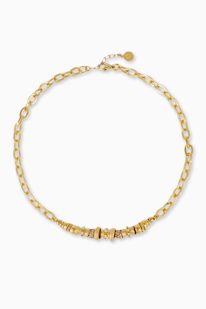 

Marquiza Crystal Chain Necklace in 24kt Gold-plated Metal