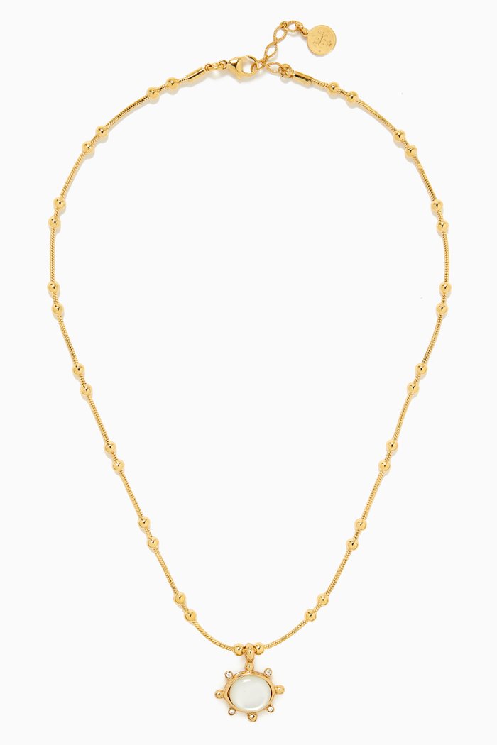 

Single Stone Pearl Necklace in 24kt Gold-plated Metal, White