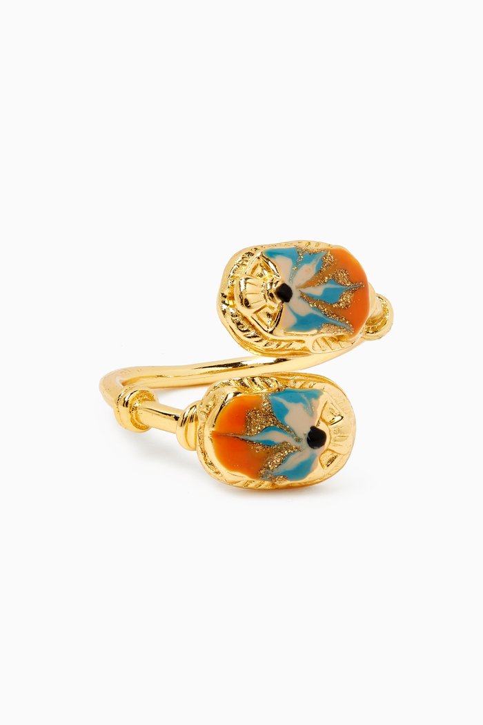 

Duality Scaramouche Ring in 24kt Gold-plated Metal, Blue