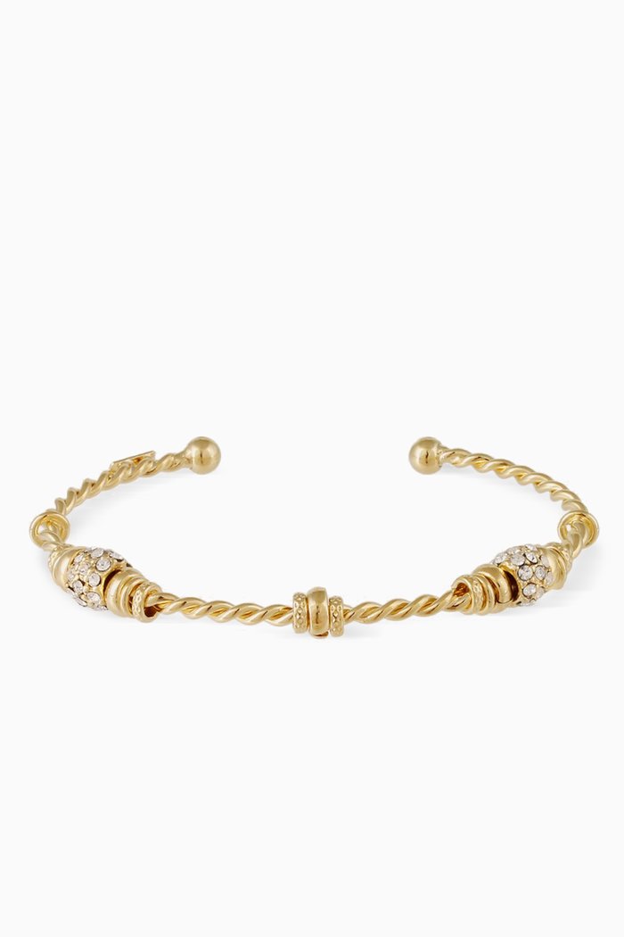 

Crystal Cuff Bracelet in 24kt Gold-plated Metal