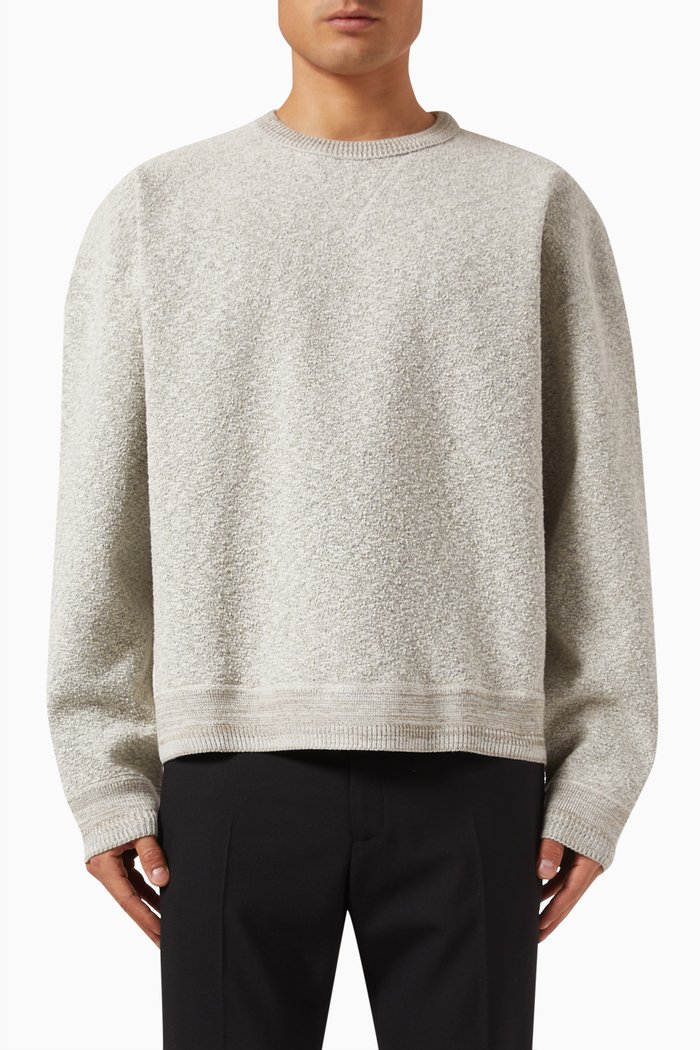 Boxy-fit Sweater in Textured-cotton, Grey