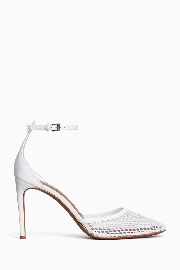 

90 Pumps in Mesh & Patent Leather, White