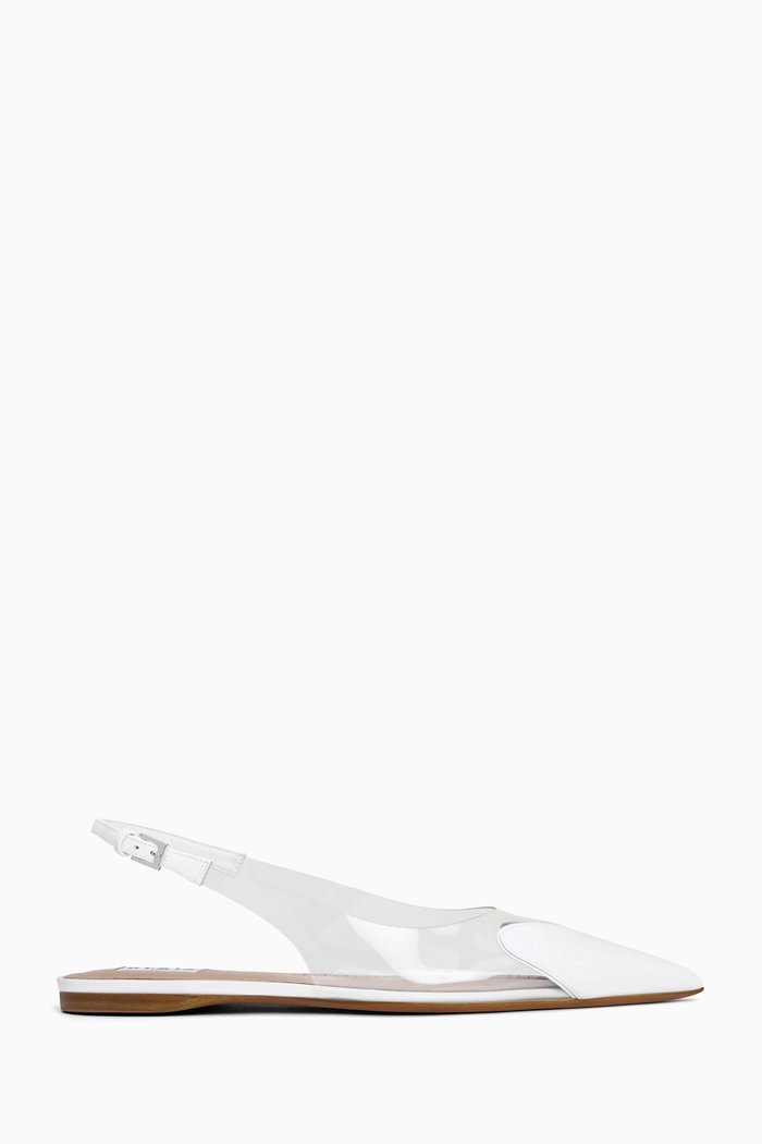 

Le Cœur Slingback Flats in Patent Leather, White