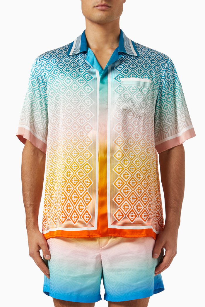 

Diamond Monogram Shirt in Silk, Multicolour