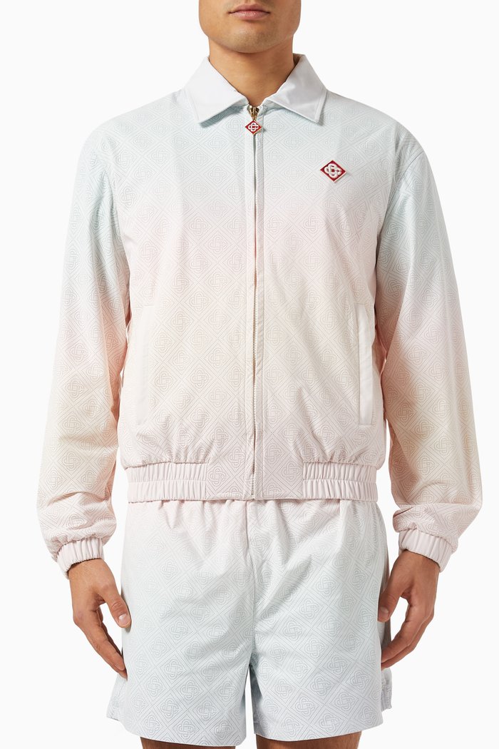

Monogram Laser-cut Perforated Gradient Jacket, Multicolour