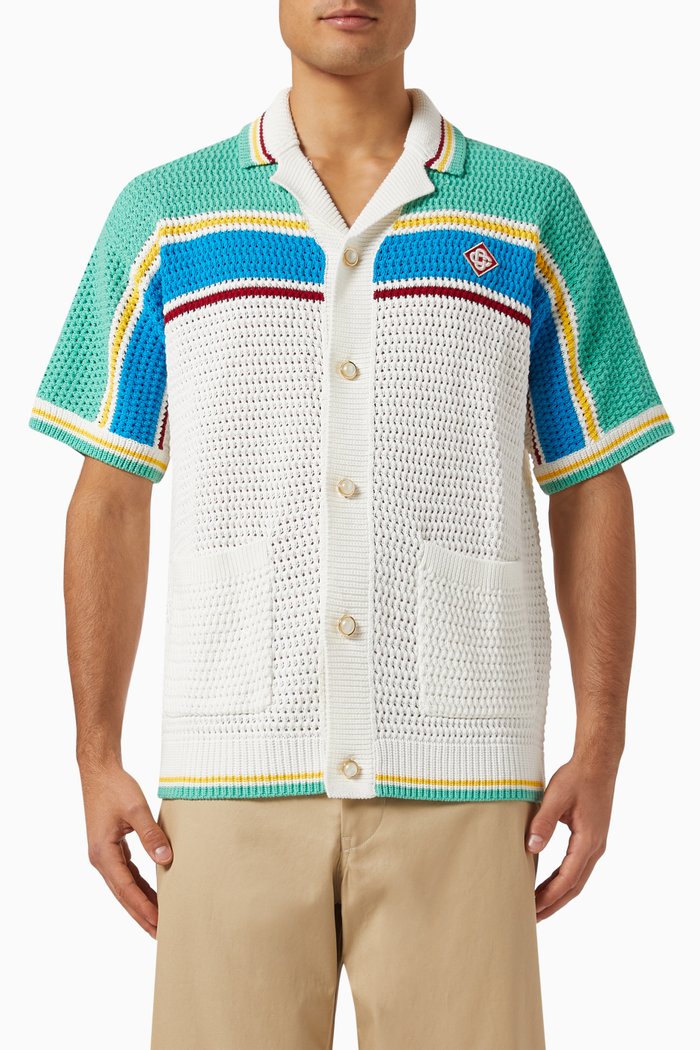 Tennis Shirt in Crochet, Multicolour