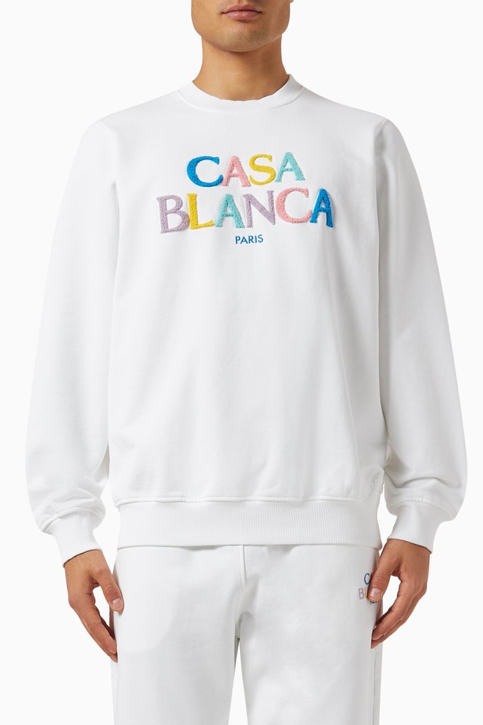 Stacked Logo Sweatshirt in Organic-cotton, White