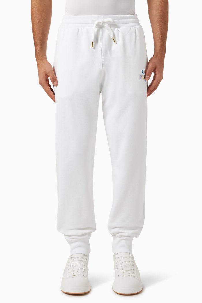 

Stacked Logo Embroidered Sweatpants in Organic-cotton, White