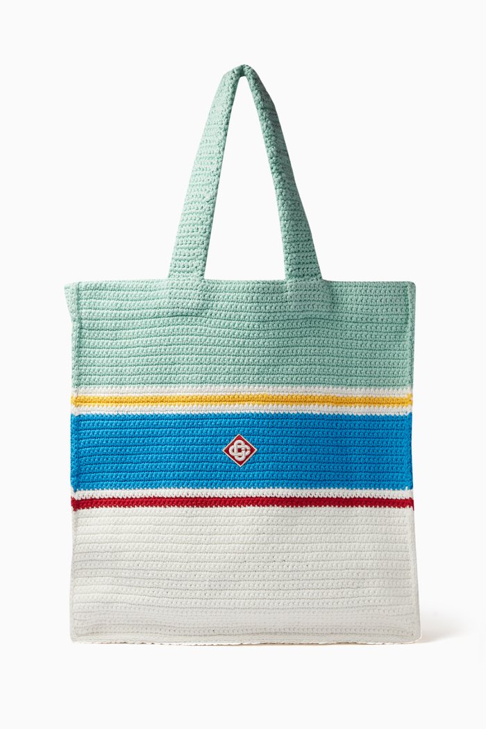 

Crochet Tote Bag in Cotton, Multicolour