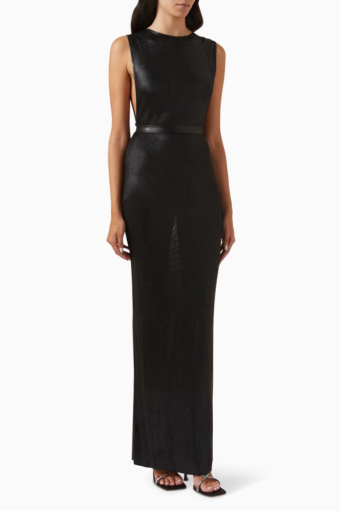 

Maxi Dress in Laminated Viscose-jersey, Black