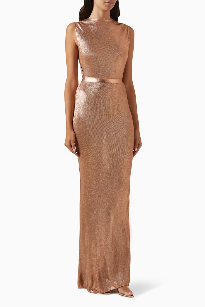 

Maxi Dress in Laminated Viscose-jersey, Neutral