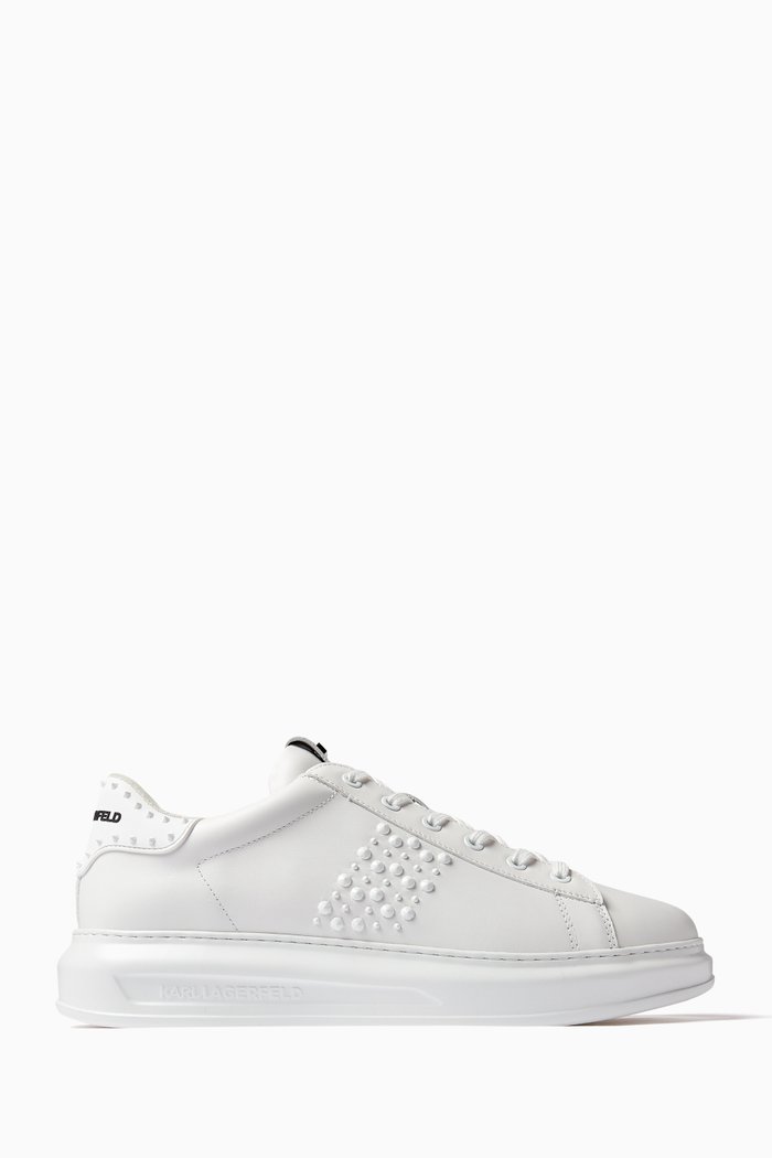 Kapri Stud Kounter Lo Sneakers in Leather, White