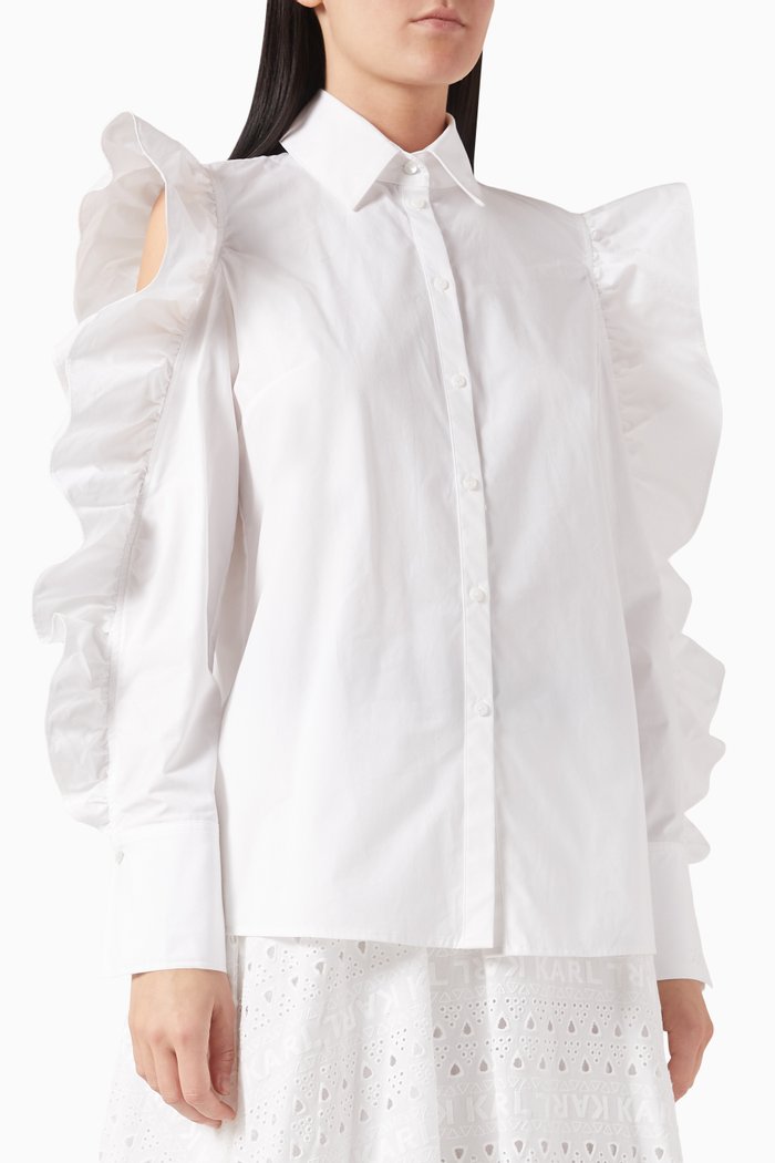 

Ruffle Shirt in Organic-cotton, White