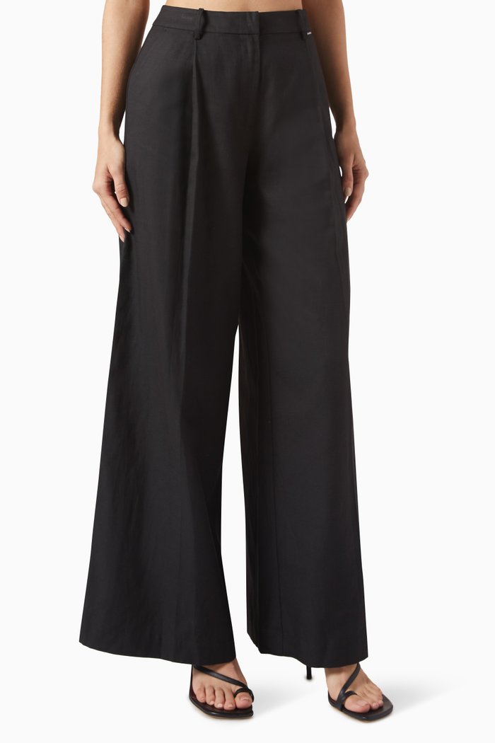 

Wide-leg Pants in Lyocell-cotton Blend, Black