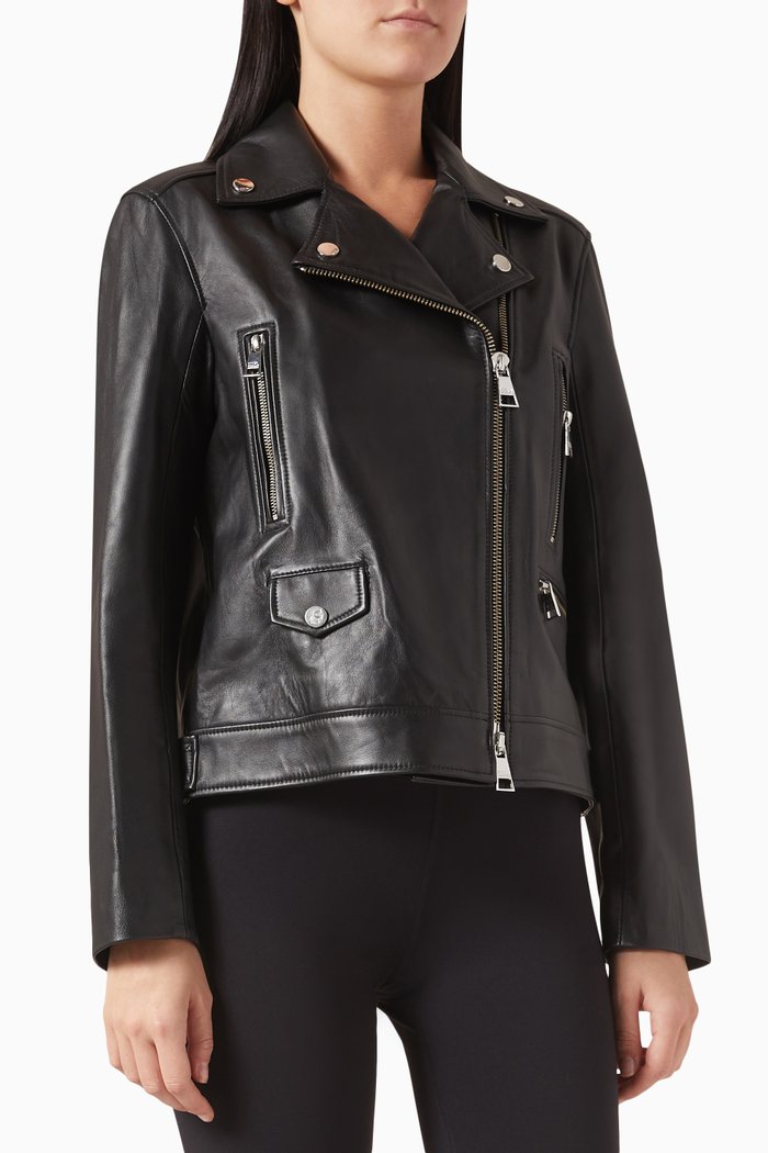 

K/Ikonik Biker Jacket in Leather, Black
