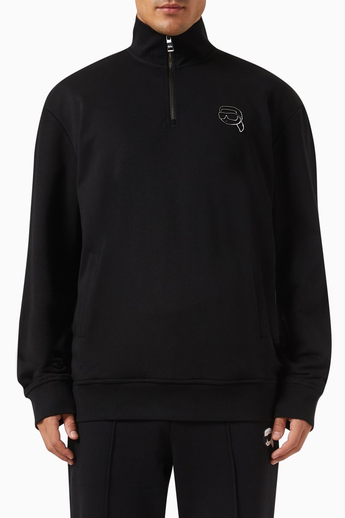 

K/Ikonik 2 Zip Sweatshirt in Organic-cotton, Black