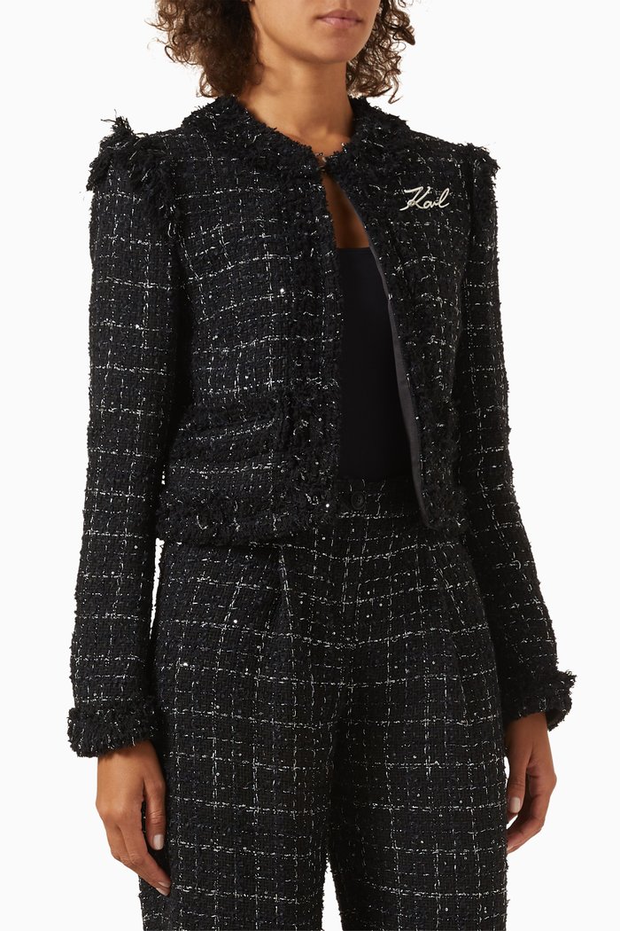 

Logo-plaque Jacket in Boucle, Black
