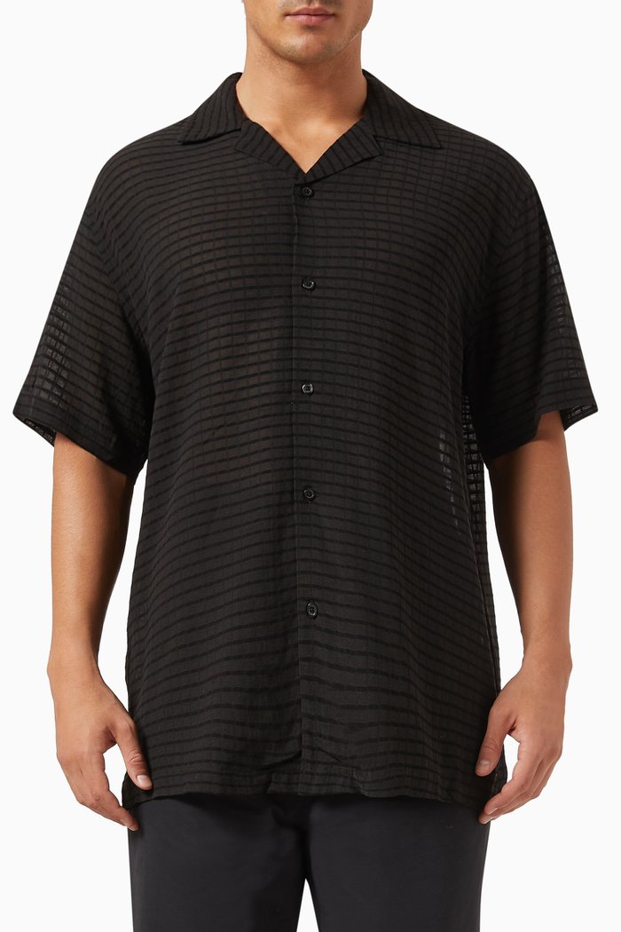 

Canty Check Shirt in Rayon & Cotton, Black