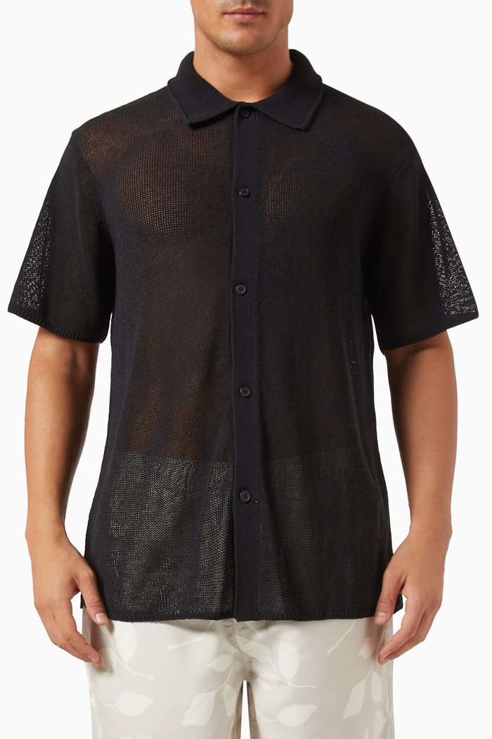 

Kenneth Shirt in Mesh Knit, Black