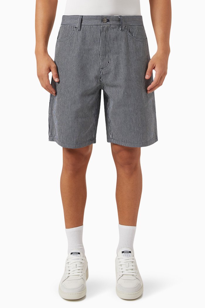 

Striped Carpenter Shorts in Cotton-blend, Blue