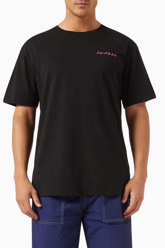 Brush Stroke Standard T-shirt in Cotton, Black
