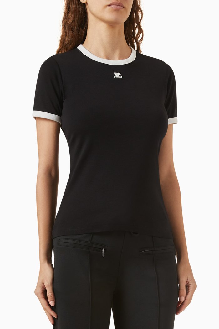 

Signature Contrast T-shirt in Cotton, Black