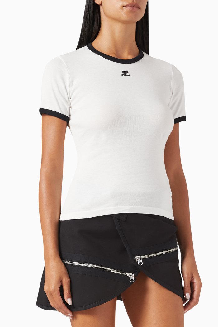 

Signature Contrast T-shirt in Cotton, White