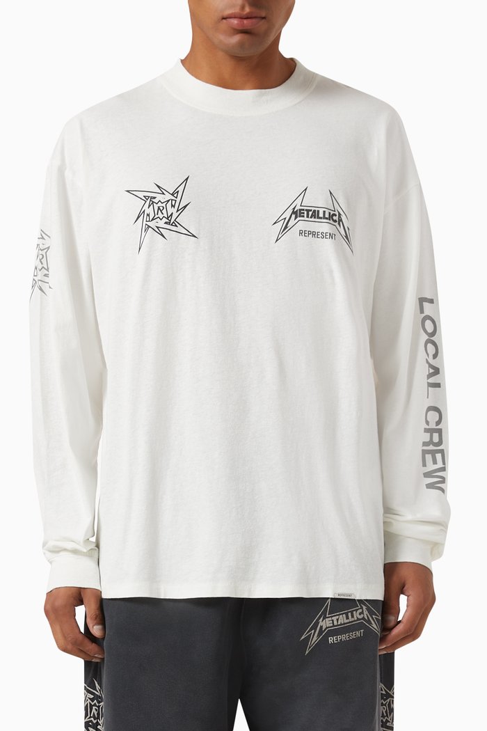 

x Metallica Long-sleeve T-shirt in Cotton-blend, White